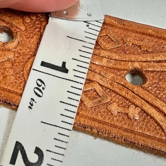 VTG Rockmount Ranch Wear Belt Womens 28 Brown Hand-Tooled Southwestern Aztec - Picture 7 of 11